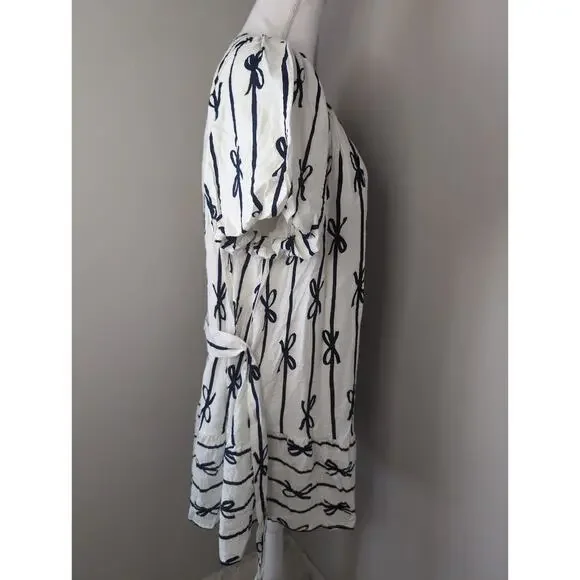 Umgee cottagecore bow print puff sleeve buttonfront dress lg - Picture 5 of 10